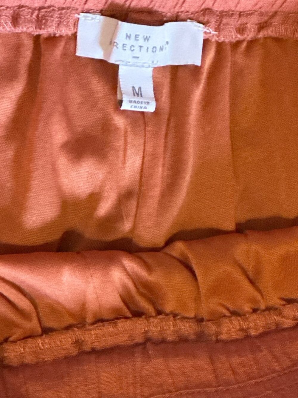 New Directions Womens Rust Elastic Waist Wide-Leg Pants M Lightweight Relaxed Fi - Picture 3 of 3